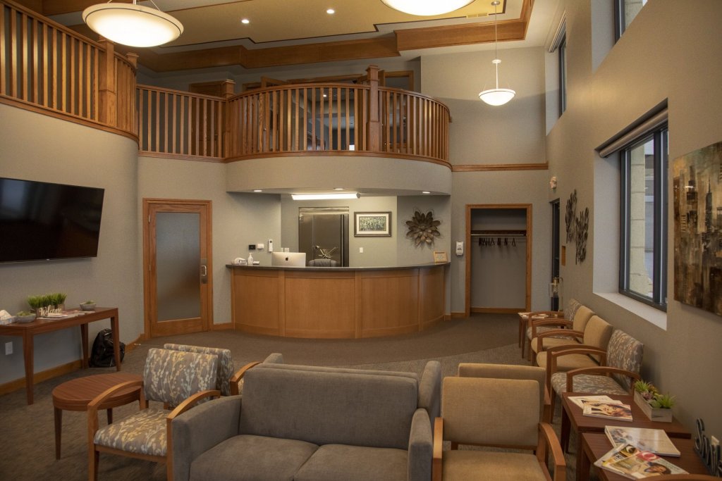Finished lobby and seating area