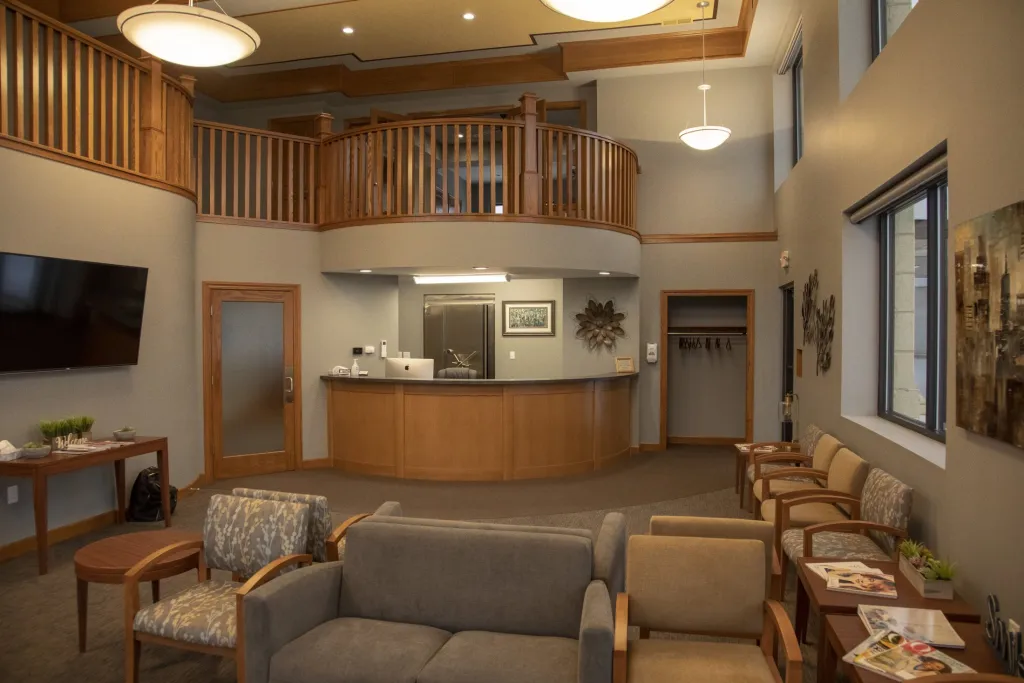 Finished lobby and seating area