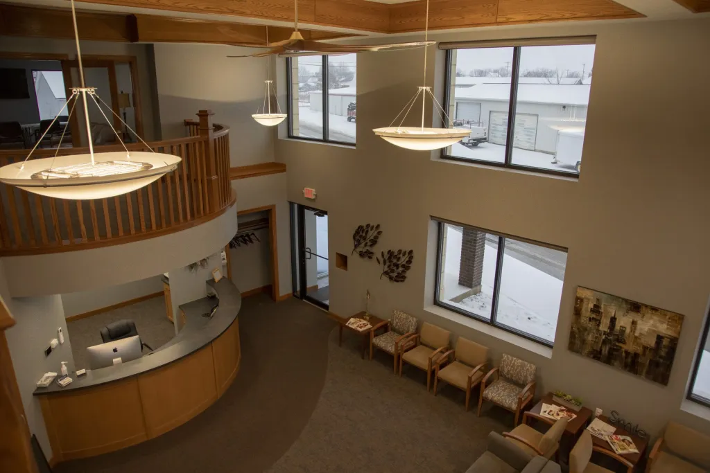 Finished lobby and seating area top view